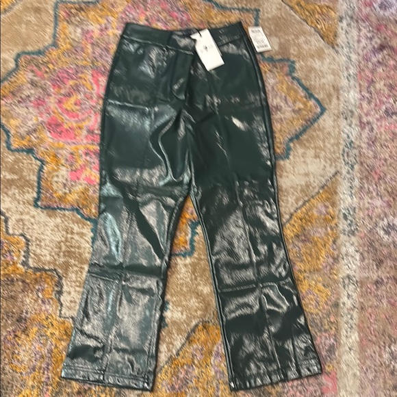 Zara Shiny Green Flared Pants - Picture 1 of 1